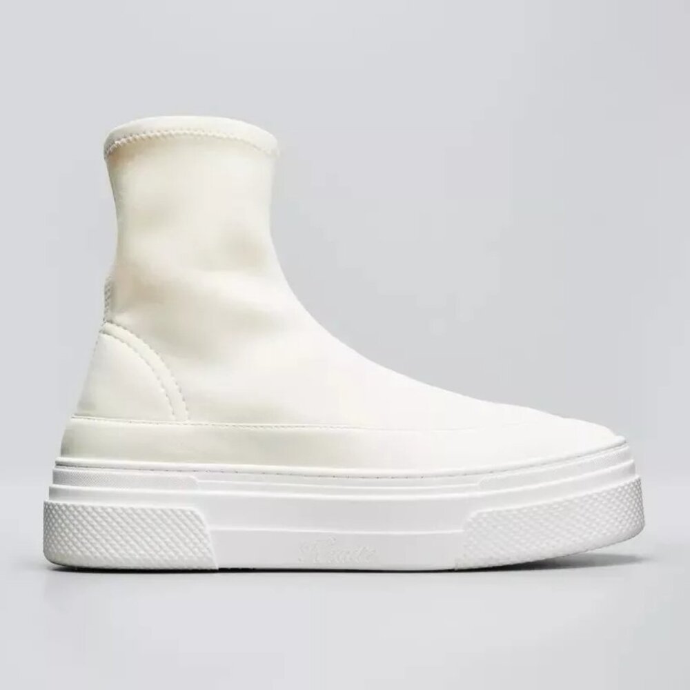 $650 Khatie Ludlow Stretch Sock Sneaker Ivory WHITE NEOPRENE PLATFORM 38 (TD22)